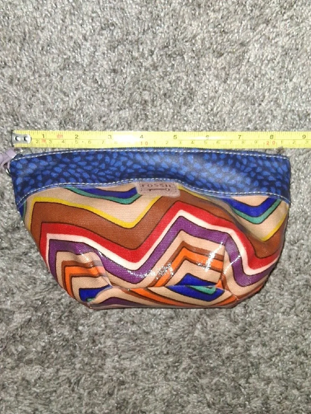 Fossil Chevron Multicolor Cosmetic Bag Pouch - Blue Trim